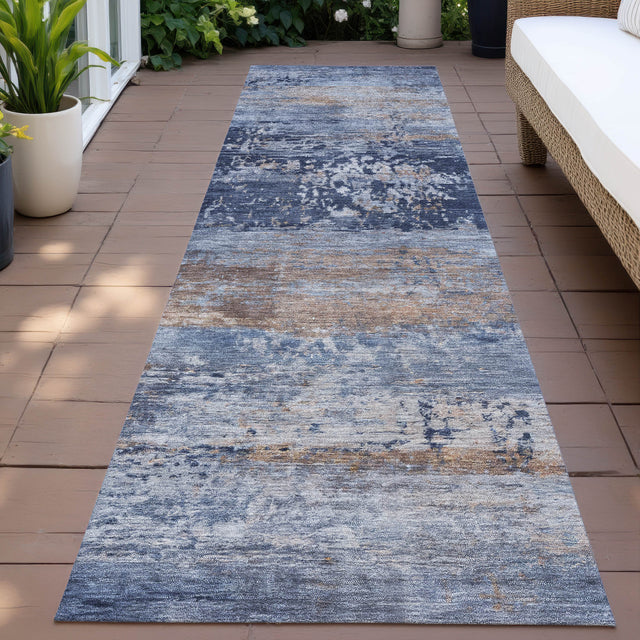 Addison Chantille ACN2146 Abstract Machine Made Transitional Blue Rug