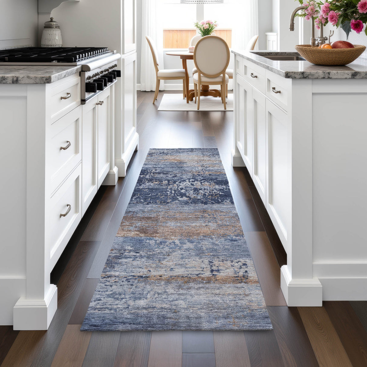Addison Chantille ACN2146 Abstract Machine Made Transitional Blue Rug