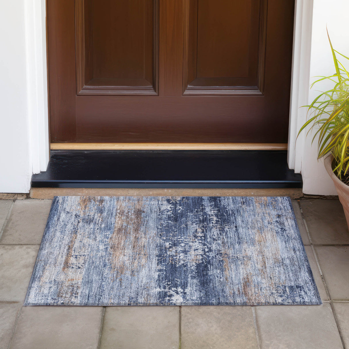 Addison Chantille ACN2146 Abstract Machine Made Transitional Blue Rug
