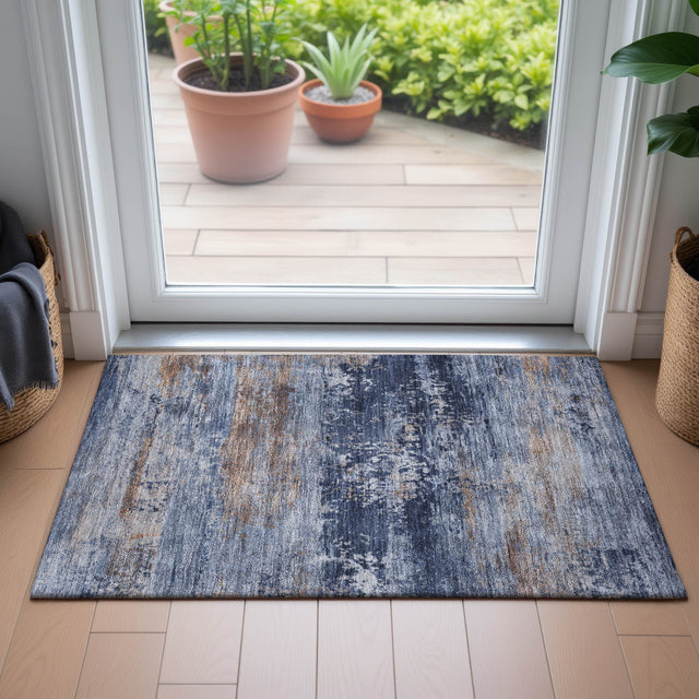Addison Chantille ACN2146 Abstract Machine Made Transitional Blue Rug