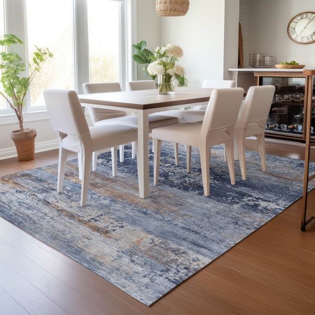 Addison Chantille ACN2146 Abstract Machine Made Transitional Blue Rug