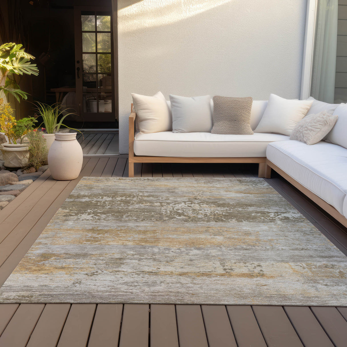 Addison Chantille ACN2146 Abstract Machine Made Transitional Brown Rug