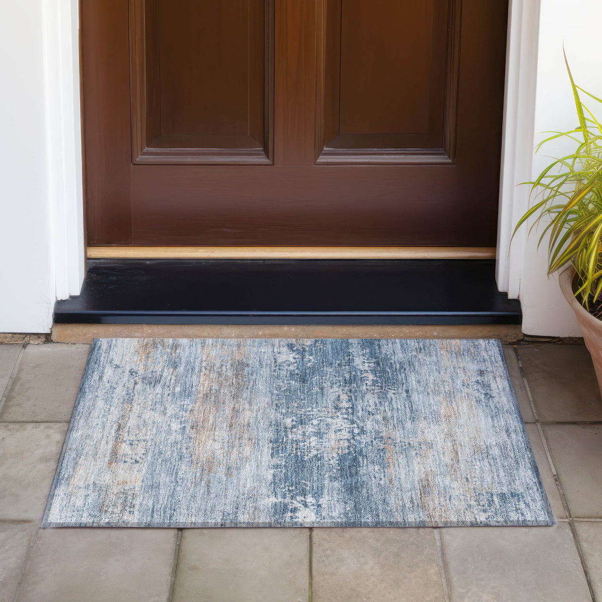 Addison Chantille ACN2146 Abstract Machine Made Transitional Denim Rug