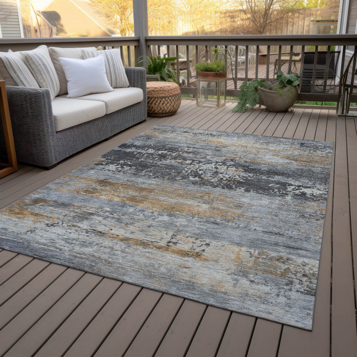 Addison Chantille ACN2146 Abstract Machine Made Transitional Gray Rug