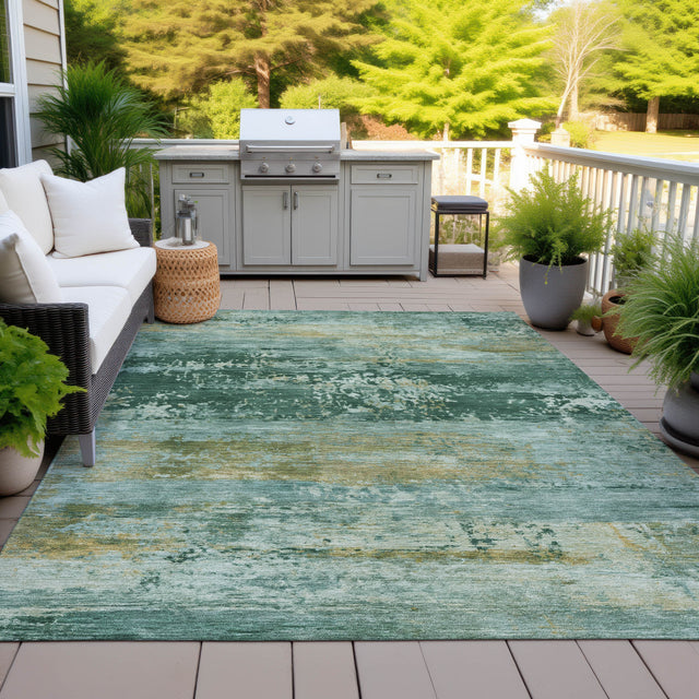 Addison Chantille ACN2146 Abstract Machine Made Transitional Green Rug