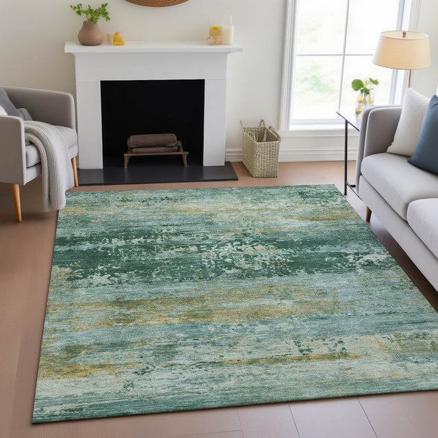 Addison Chantille ACN2146 Abstract Machine Made Transitional Green Rug