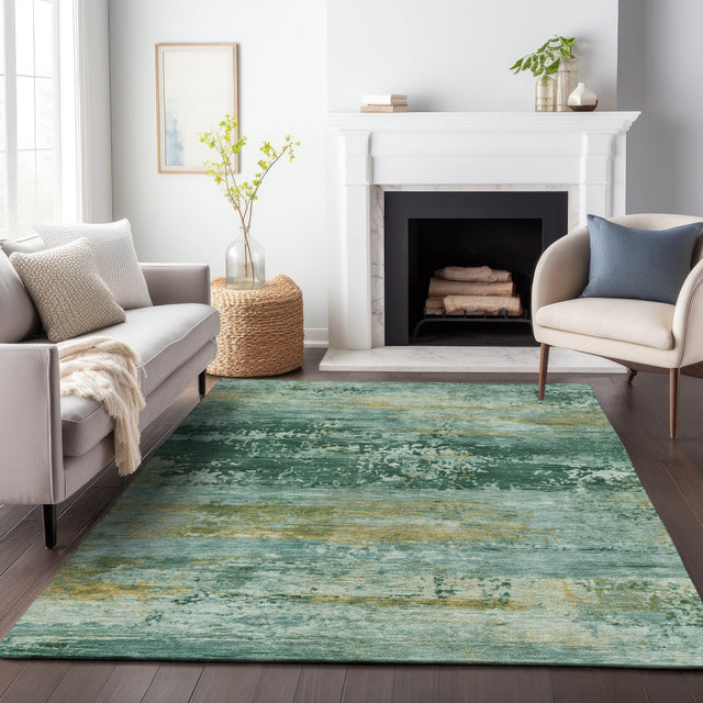 Addison Chantille ACN2146 Abstract Machine Made Transitional Green Rug