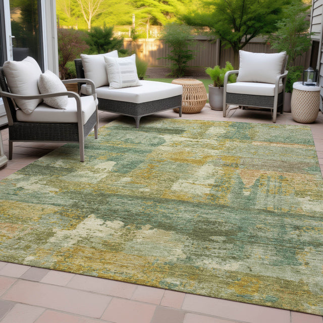 Addison Chantille ACN2147 Abstract Machine Made Transitional Green Rug