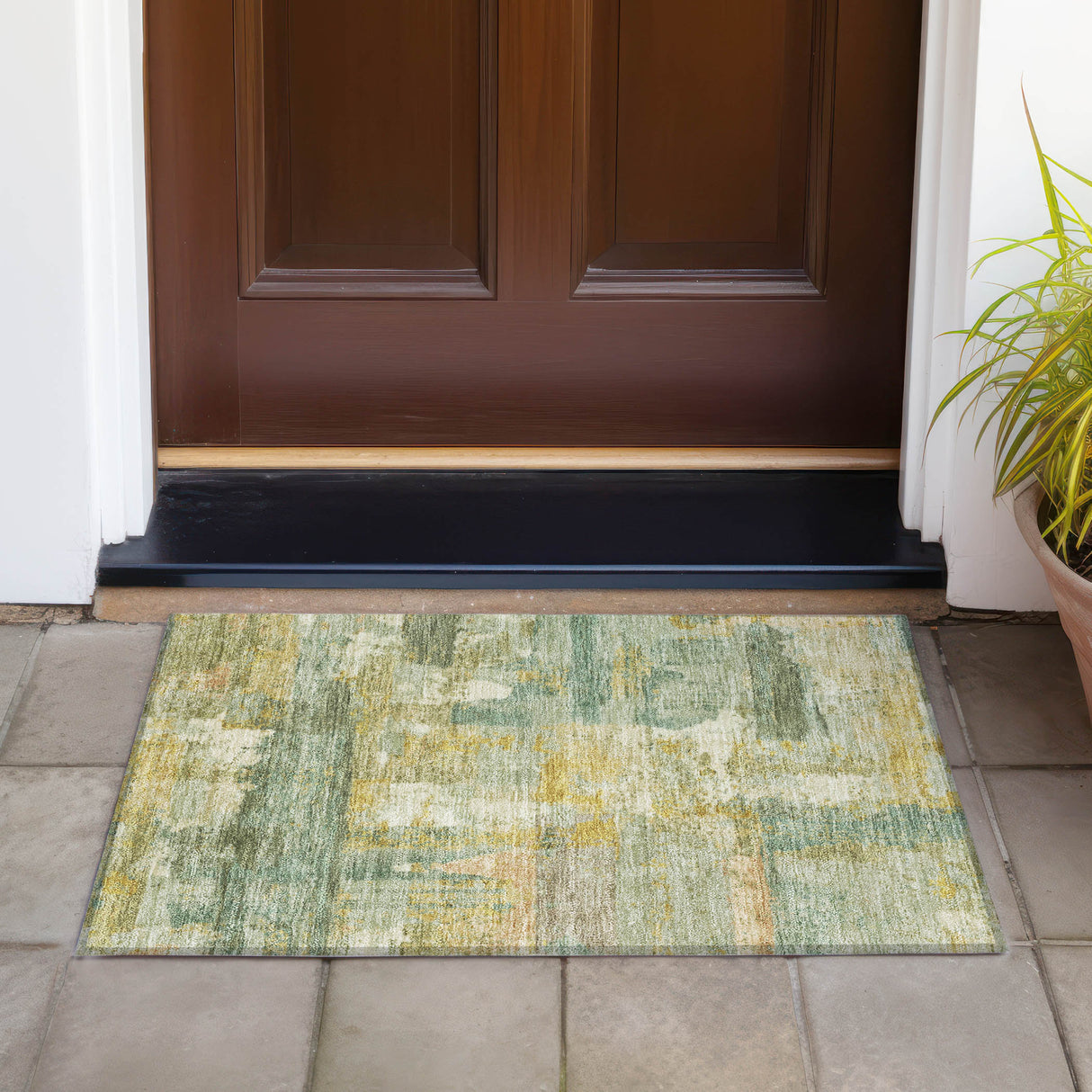 Addison Chantille ACN2147 Abstract Machine Made Transitional Green Rug