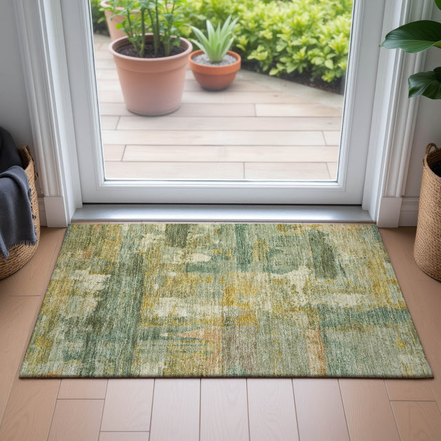 Addison Chantille ACN2147 Abstract Machine Made Transitional Green Rug