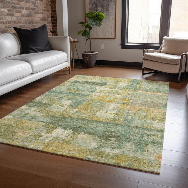 Addison Chantille ACN2147 Abstract Machine Made Transitional Green Rug