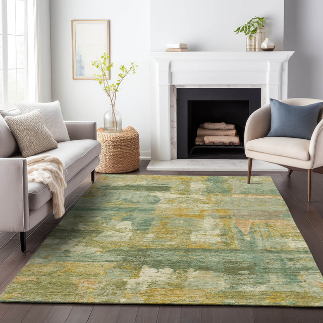 Addison Chantille ACN2147 Abstract Machine Made Transitional Green Rug