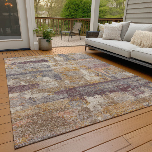 Addison Chantille ACN2147 Abstract Machine Made Transitional Rust Rug