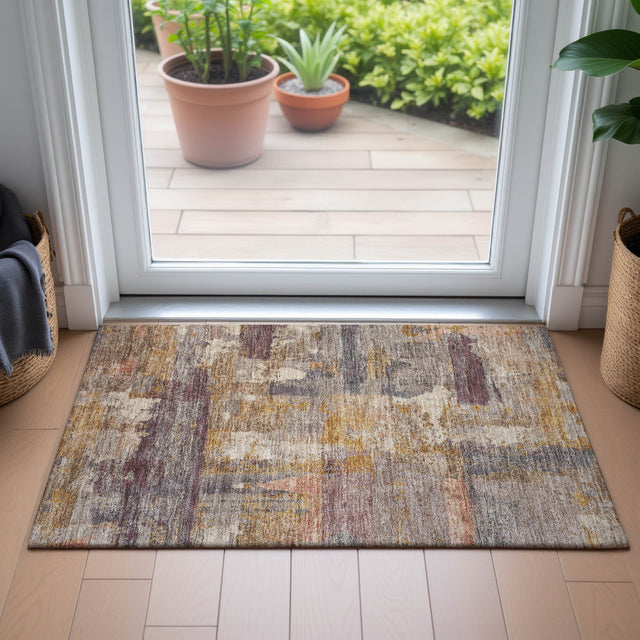 Addison Chantille ACN2147 Abstract Machine Made Transitional Rust Rug