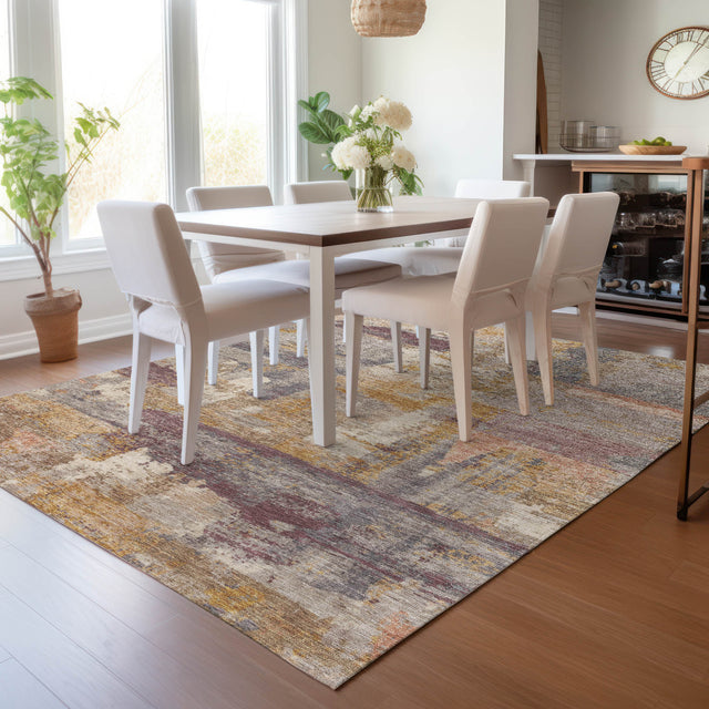 Addison Chantille ACN2147 Abstract Machine Made Transitional Rust Rug