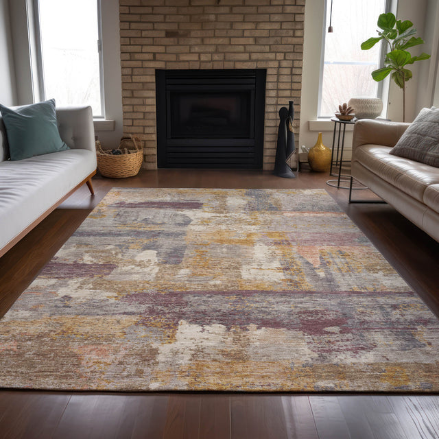 Addison Chantille ACN2147 Abstract Machine Made Transitional Rust Rug