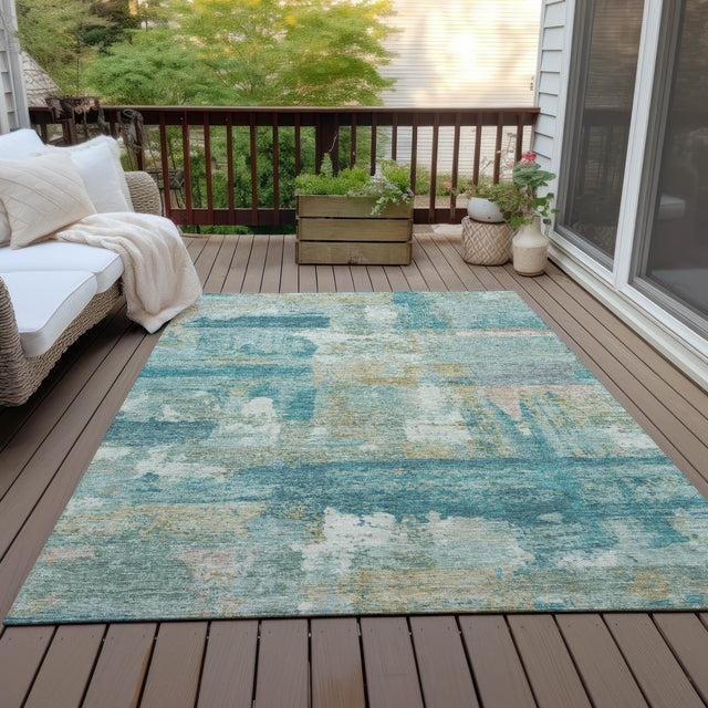 Addison Chantille ACN2147 Abstract Machine Made Transitional Teal Rug