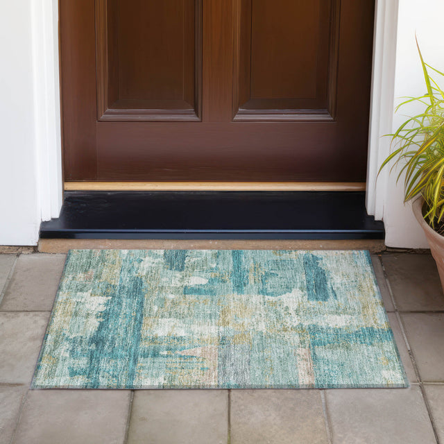 Addison Chantille ACN2147 Abstract Machine Made Transitional Teal Rug