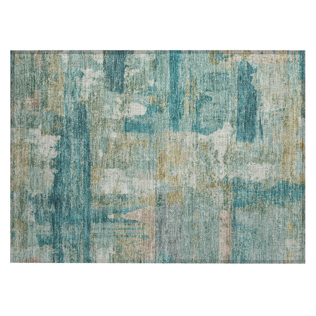 Addison Chantille ACN2147 Abstract Machine Made Transitional Teal Rug