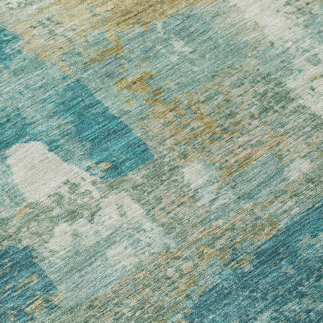 Addison Chantille ACN2147 Abstract Machine Made Transitional Teal Rug