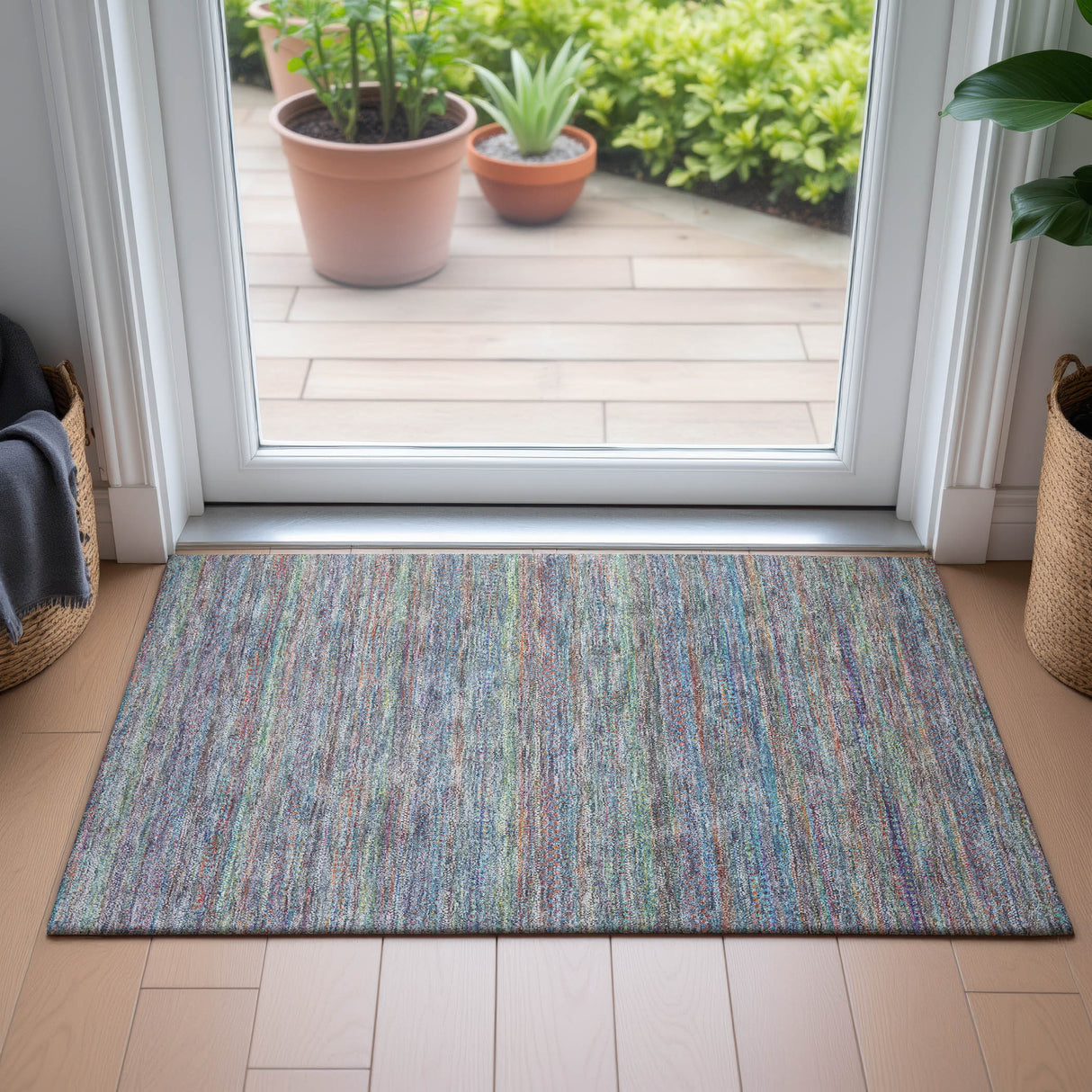 Addison Chantille ACN2148 Stripes Machine Made Transitional Blue Rug