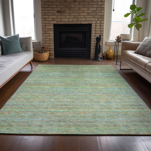 Addison Chantille ACN2148 Stripes Machine Made Transitional Green Rug