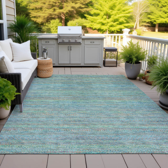 Addison Chantille ACN2148 Stripes Machine Made Transitional Teal Rug