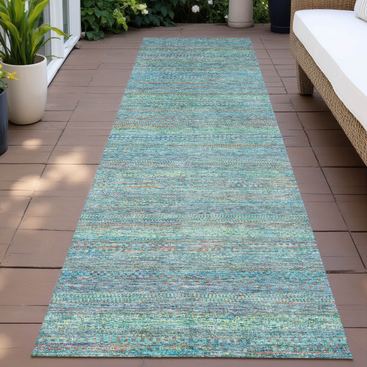 Addison Chantille ACN2148 Stripes Machine Made Transitional Teal Rug