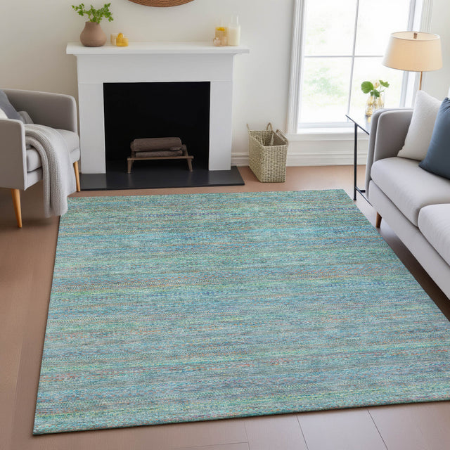Addison Chantille ACN2148 Stripes Machine Made Transitional Teal Rug