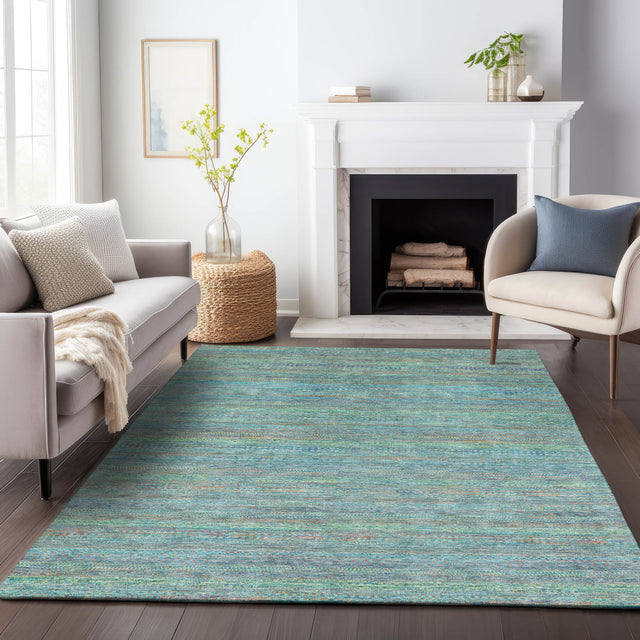 Addison Chantille ACN2148 Stripes Machine Made Transitional Teal Rug