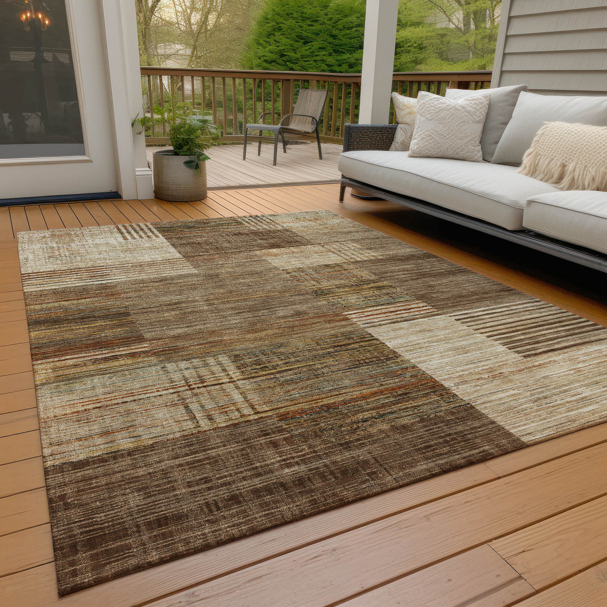 Addison Chantille ACN2149 Geometric Machine Made Transitional Brown Rug