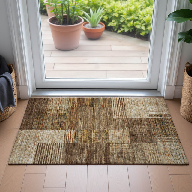 Addison Chantille ACN2149 Geometric Machine Made Transitional Brown Rug