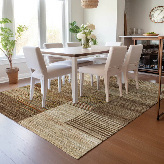 Addison Chantille ACN2149 Geometric Machine Made Transitional Brown Rug