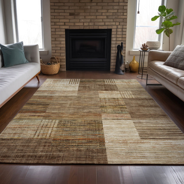 Addison Chantille ACN2149 Geometric Machine Made Transitional Brown Rug