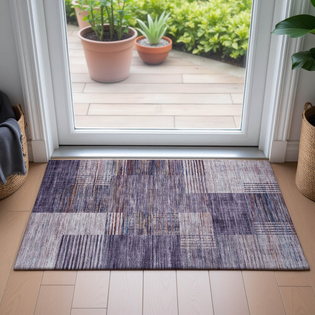 Addison Chantille ACN2149 Geometric Machine Made Transitional Plum Rug