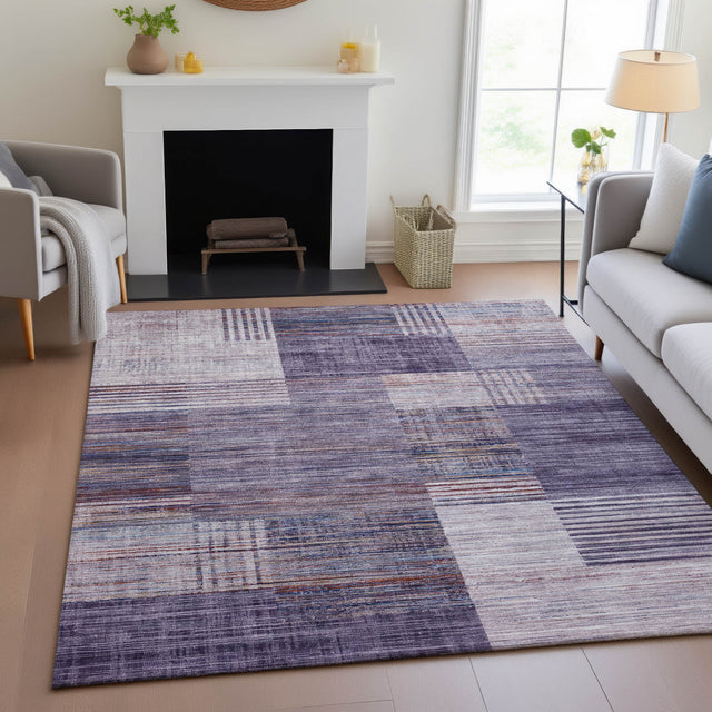 Addison Chantille ACN2149 Geometric Machine Made Transitional Plum Rug