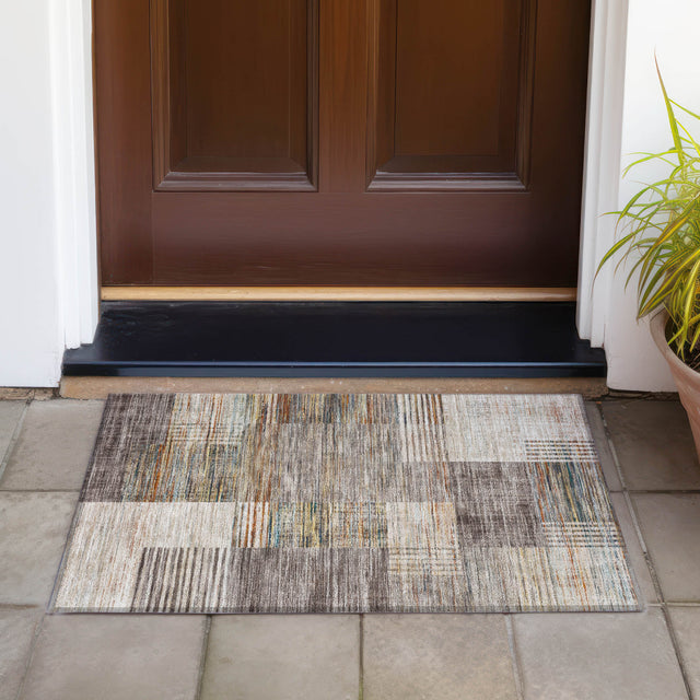 Addison Chantille ACN2149 Geometric Machine Made Transitional Taupe Rug