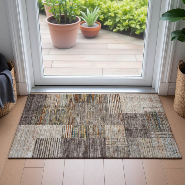 Addison Chantille ACN2149 Geometric Machine Made Transitional Taupe Rug