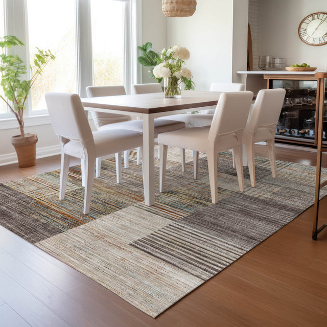 Addison Chantille ACN2149 Geometric Machine Made Transitional Taupe Rug