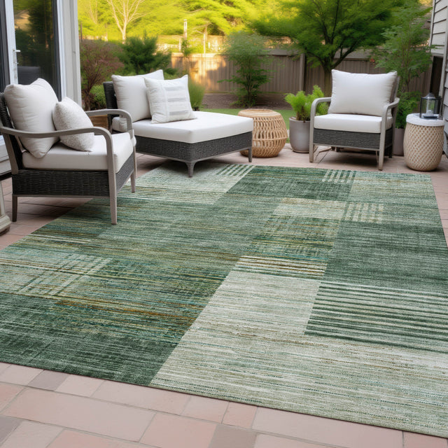 Addison Chantille ACN2149 Geometric Machine Made Transitional Teal Rug