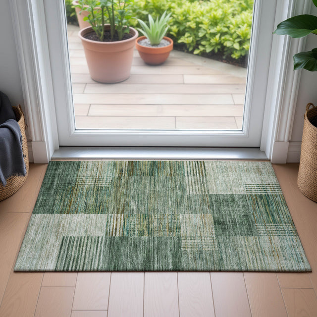 Addison Chantille ACN2149 Geometric Machine Made Transitional Teal Rug