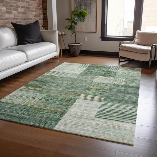 Addison Chantille ACN2149 Geometric Machine Made Transitional Teal Rug
