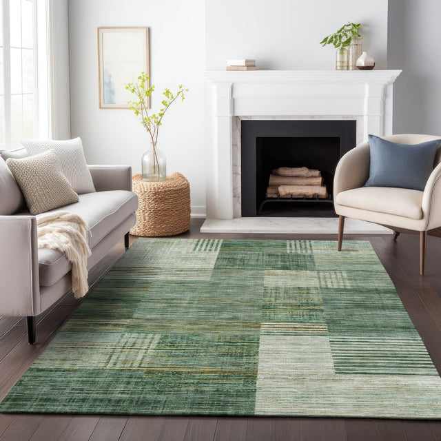 Addison Chantille ACN2149 Geometric Machine Made Transitional Teal Rug