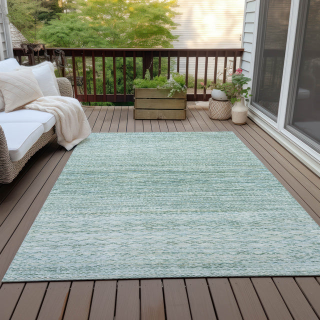 Addison Chantille ACN2150 Stripes Machine Made Transitional Aqua Rug