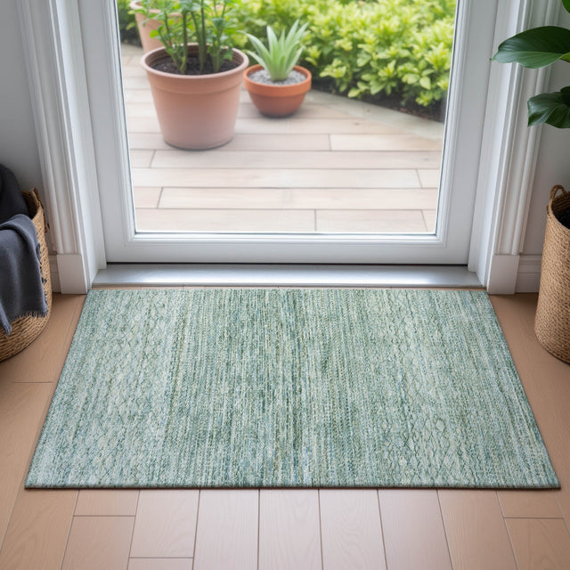 Addison Chantille ACN2150 Stripes Machine Made Transitional Aqua Rug