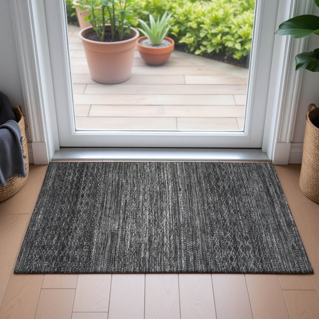 Addison Chantille ACN2150 Stripes Machine Made Transitional Charcoal Rug