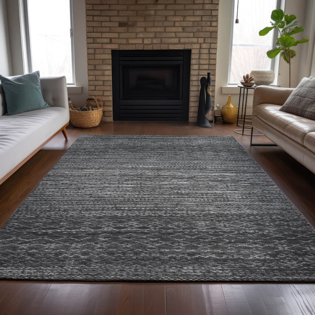 Addison Chantille ACN2150 Stripes Machine Made Transitional Charcoal Rug
