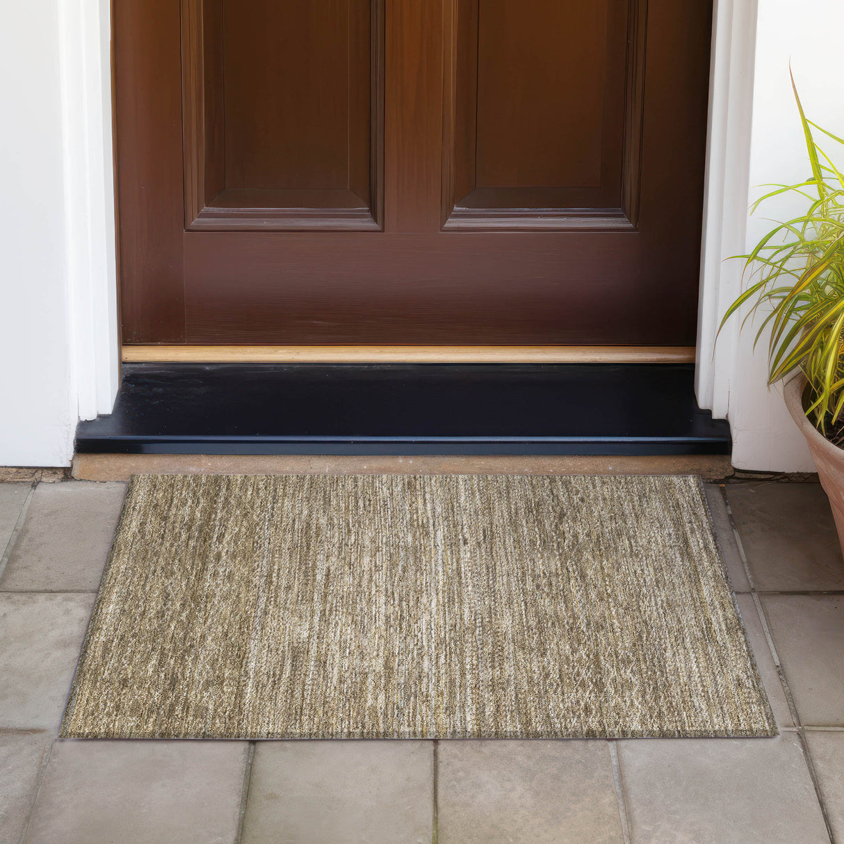 Addison Chantille ACN2150 Stripes Machine Made Transitional Chocolate Rug