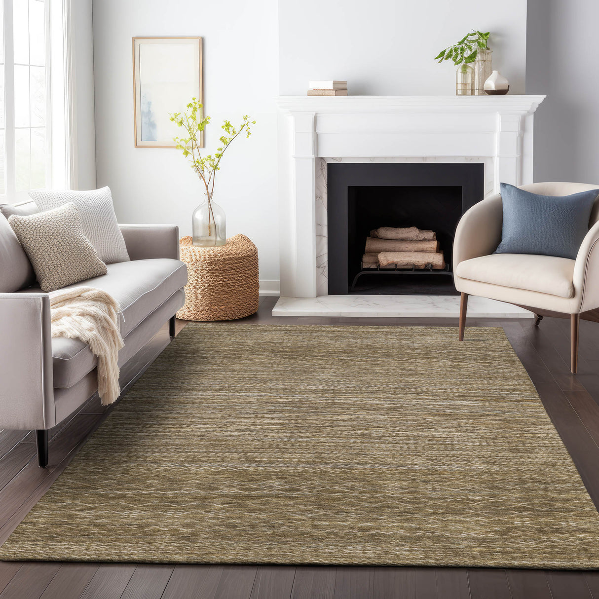 Addison Chantille ACN2150 Stripes Machine Made Transitional Chocolate Rug