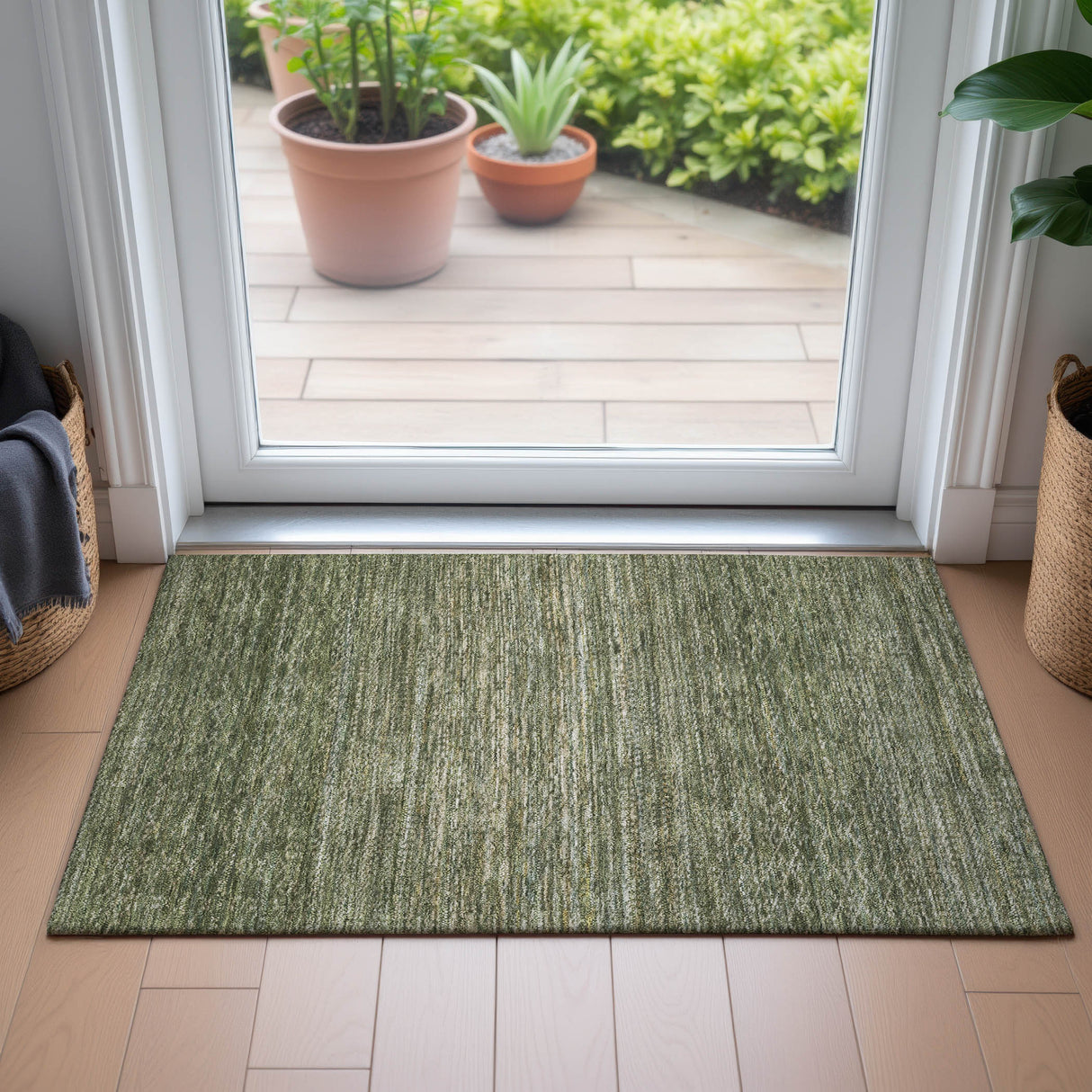 Addison Chantille ACN2150 Stripes Machine Made Transitional Fern Rug